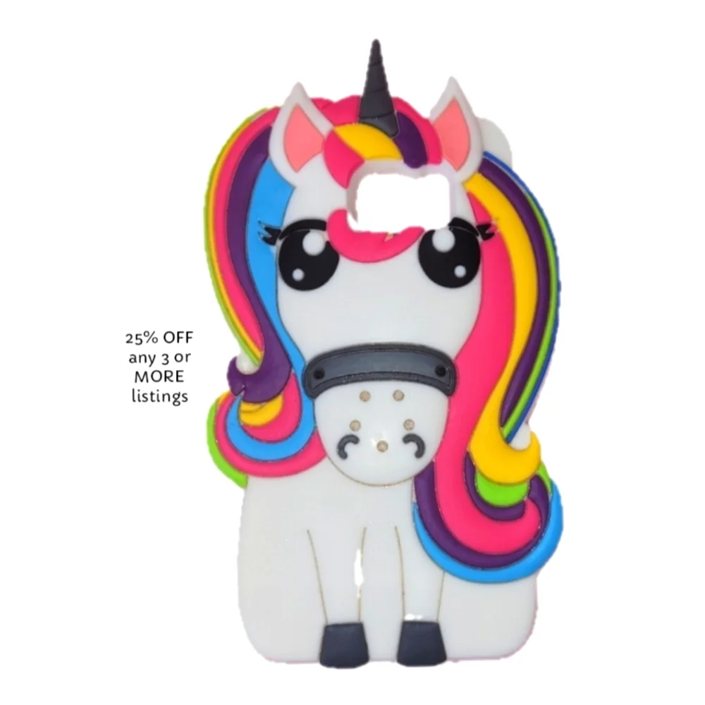 Samsung Galaxy S7 Edge Silicone Rainbow Unicorn Cell Phone Case Cover Crazy Fun